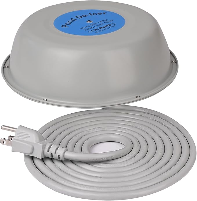 500W Pond Heaters for Outdoor Ponds with Fish, Thermostat Controlled De-Icer with Oxygen Exchange, 10 FT Cord,Die-cast Aluminum,EVA Foam Inside, LED Indicator,Safety Listed