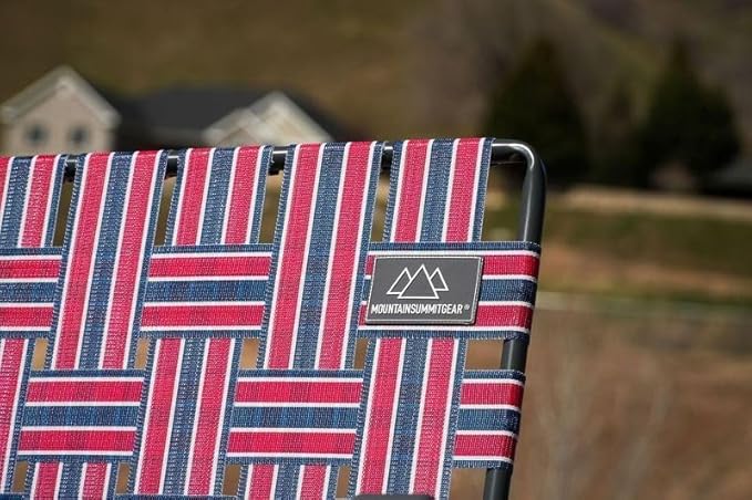 MOUNTAIN SUMMIT GEAR Retro Webbed Camping Chair - Lightweight, Foldable, Durable Steel Frame, 300lb Capacity, Vintage Stripes by Caddis Sports (2, Red/Blue)