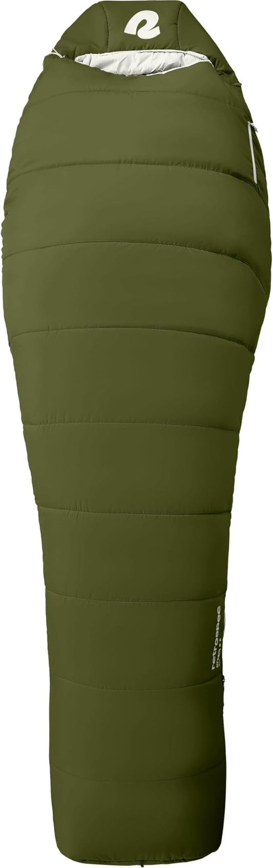 Retrospec Dream Mummy Sleeping Bag - 5, 15, & 30°F Cold Weather Camping & Travel Essential Gear with Water - Resistant Shell & Synthetic Fill - Zippered Pocket & Stuff Sack