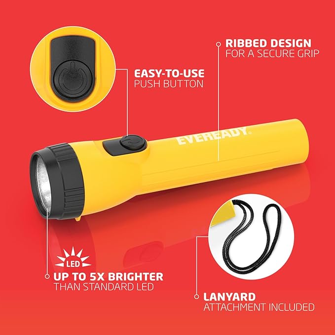Eveready LED Flashlight Bright Reliable Flashlights for General Purpose, Great for Camping, Car, Emergency Storm Power Outage Handheld Flashlight (Batteries Included)