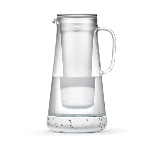 LifeStraw Home– Water Filter Pitcher, 7-Cup, Glass with Silicone Base, Terrazzo, for Everyday Protection Against Bacteria, Parasites, Microplastics, Lead, Mercury, PFAS and a Variety of Chemicals