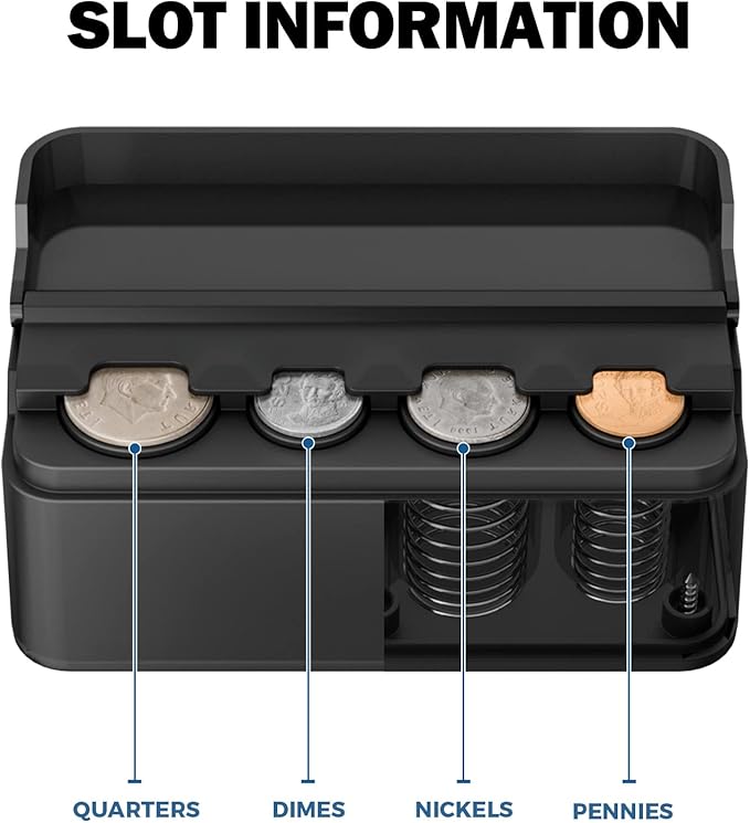 JOYTUTUS Coin Holder for Car Change Organizer Universal Storage Coin Money Dispenser Fit for Most Car Trucks Accessories(Black, 1 Pack)