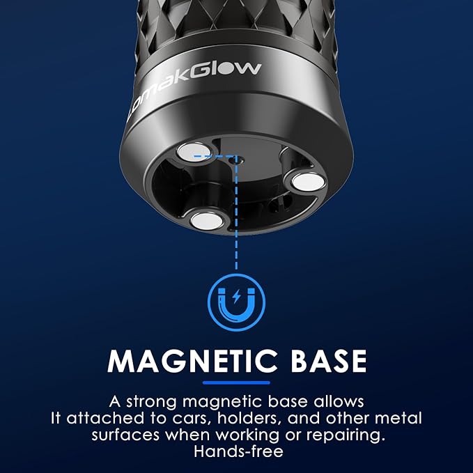 Multi-Function Hand-Powered LED Flashlight, IPX4 Waterproof, Magnetic Base, 3 Lighting Modes, Collapsible & Handheld for Home, Camping, and Hiking