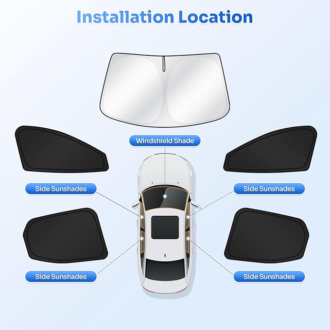Canvcle Sunshades for 2022-2025 2026 Hyundai Santa Cruz Accessories Windshield Sun Shade Side Rear Window Shade Cover Sun Visor Shield Privacy Protection for Camping Keep Vehicle Cool Black 5PCS