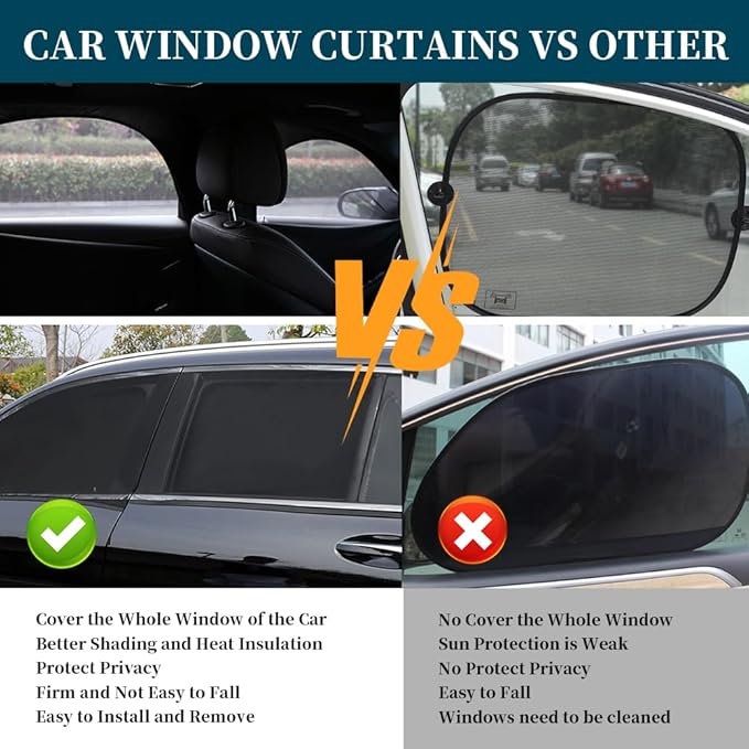 2PCS Double Mesh Car Window Shades for Baby,Upgrade Stretchable Car Window Covers for Privacy with Zipper,Breathable Front/Rear Cars Curtains for Camping/Traveling/Resting (Front Window/2PCS)