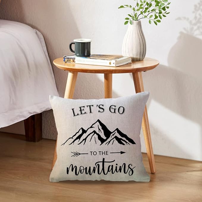 ULOVE LOVE YOURSELF Adventure Awaits Throw Pillow Cover with Arrows Let’s Go to The Mountains Adventure Decor Cushion Covers Cabin/Camper Decorative Pillowcases 18 x 18 Inch,Set of 2