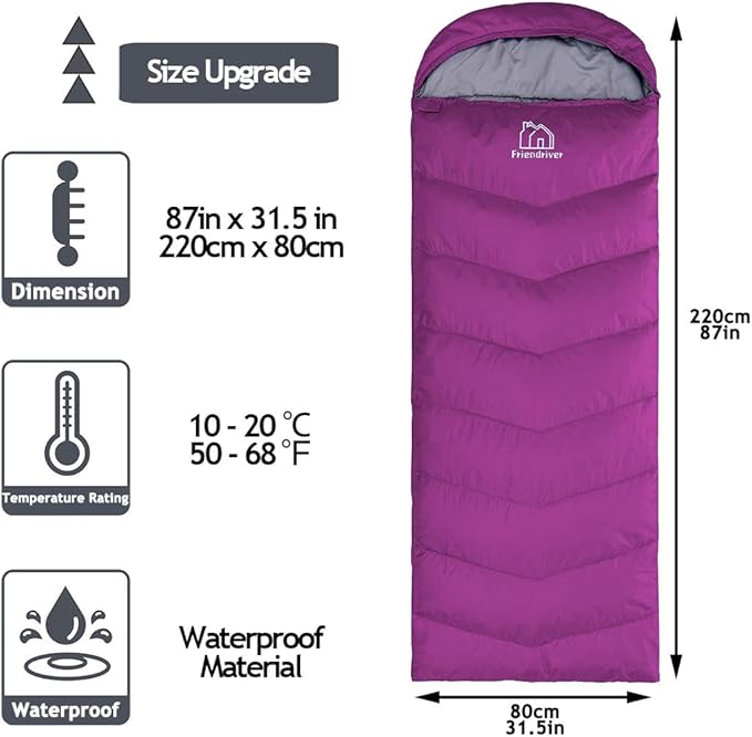 XL Size Upgraded Version of Camping Sleeping Bag 4 Seasons Warm and Cool, Lighter Weight, Adults and Children Can Use Waterproof Camping Bag, Travel and Outdoor Activities