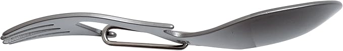Kershaw Ration Multi Tool Spork, Stainless Steel Spoon, Fork, Carabiner and Bottle Opener, Regular and XL Sizes