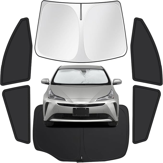 for Toyota Prius 2016-2022(NOT for Prius C or V) Car Window Shades, 6pcs Privacy Sun Shade Set for Front Windshield Side and Rear Windows, Full Window Covers Keeps Vehicle Cool for Camping Napping