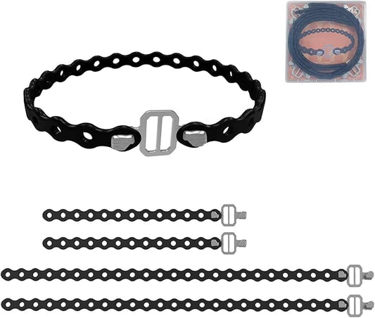 Modular Straps, Safety Strap Set to Secure Splits, 70 pound load, 8" and 16" lengths, Flexible Multi-Tool, Wearable Gadget for Outdoor Adventure, Survival, Camping, Travel (4-Pack) (Black)