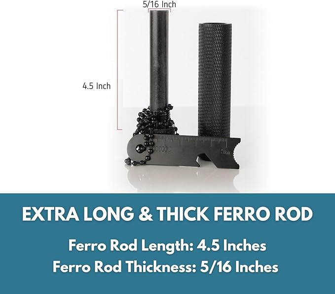 The Friendly Swede XL Ferro Rod Fire Starter Tool — Flint and Steel Fire Starter Survival Tool w/Large Ferro Rod - Weatherproof Firestarter for Camping & Hiking - Flint and Steel Kit w/Cylinder Case