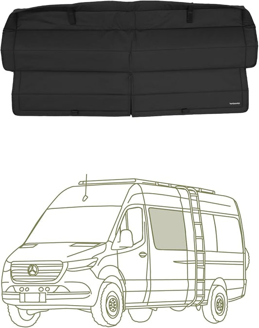 VanEssential Insulated Stealth Blackout Magnetic Window Cover Designed for Mercedes-Benz NCV3 & VS30 (Van Years 2007 to Current), Crew Window with Storyteller Window Box, Black