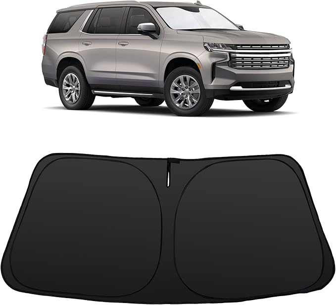 Windshield Sun Shade Accessories Compatible with 2021 2022 2023 2024 2025 2026 Tahoe for Foldable Sunshade Sun Visor Blocks UV