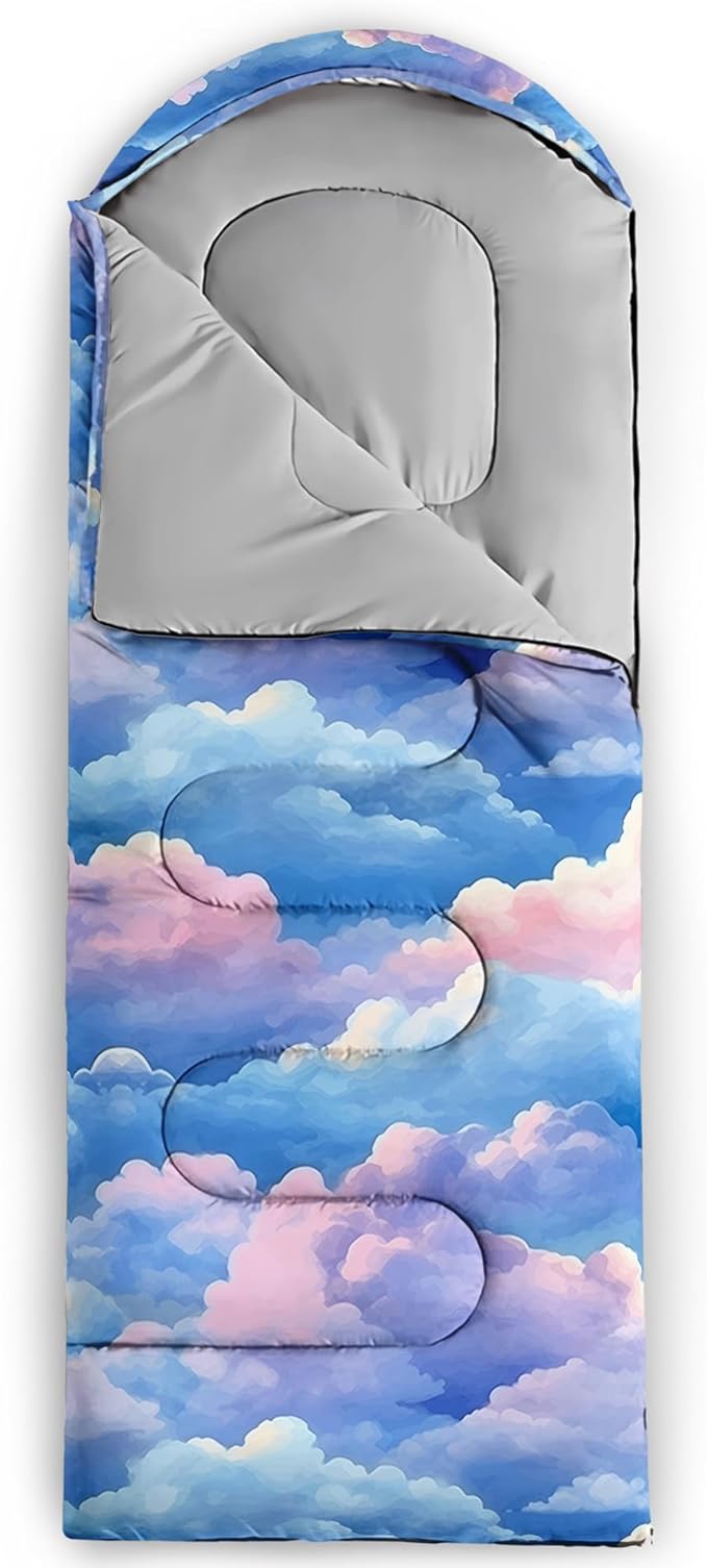QOOMO Axolotl Cute Camping Sleeping Bags,3 Season Warm & Cool Weather,Lightweight,Waterproof Sleeping Bags for Adults & Kids,Traveling,and Outdoors