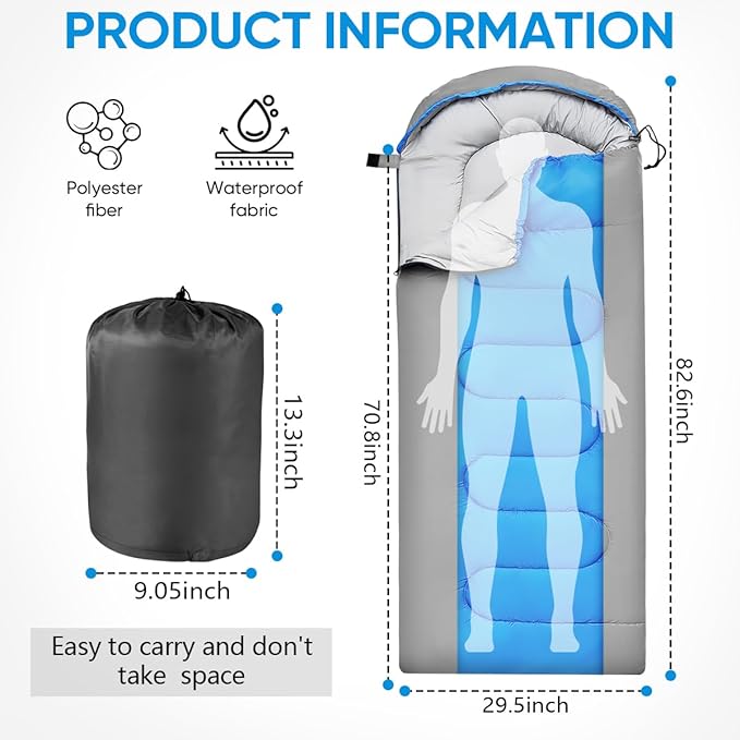 OBTANIM Sleeping Bags Portable Waterproof Camping Sleeping Bag for Adults Kids 4 Seasons Cold Weather or Warm Backpacking Hiking Travel Indoor Outdoor Use