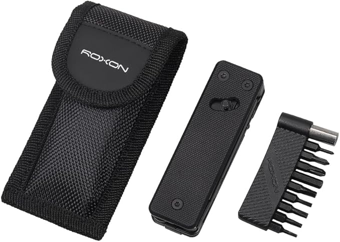 Roxon KS2E Noir Elite D2 Blade 13 in 1 Mini Multi Tool function pocket knife with big scissor, G10 handle and Pocket clip, good for Camping/Backpacking/Emergencies/EDC Multitool (D2 Steel Blade)