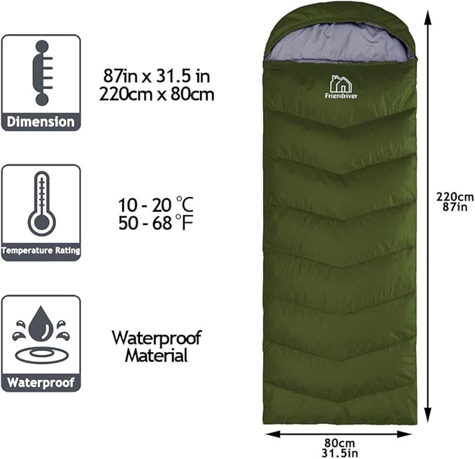 XL Size Upgraded Version of Camping Sleeping Bag 4 Seasons Warm and Cool, Lighter Weight, Adults and Children Can Use Waterproof Camping Bag, Travel and Outdoor Activities