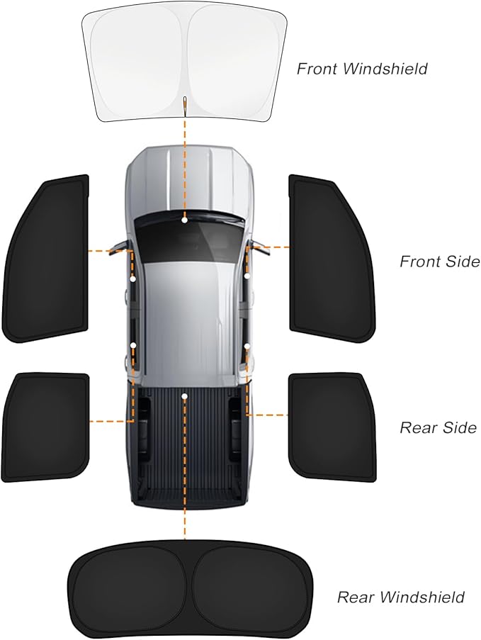 KUST Car Window Shades for Chevy Colorado 2015-2022 Windshield Sun Shade Side Window Cover UV Block Privacy Protection Colorado Accessories for Camping Blackout Rear Back Full Set 6PCS