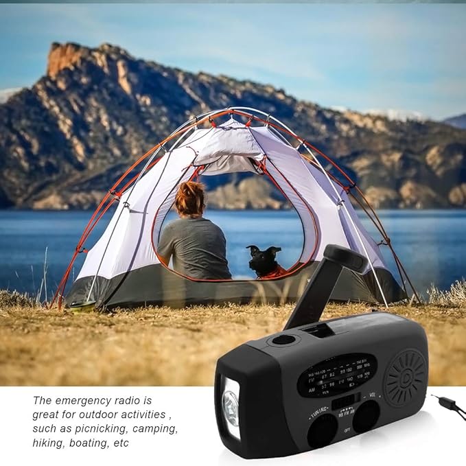 Portable Solar Emergency Weather Radio Hand Crank AM/FM NOAA Survival Radio with LED Flashlight 2000mAh Cellphone Charger for Smart Phone for Home Outdoor Camping Traveling Earthquake
