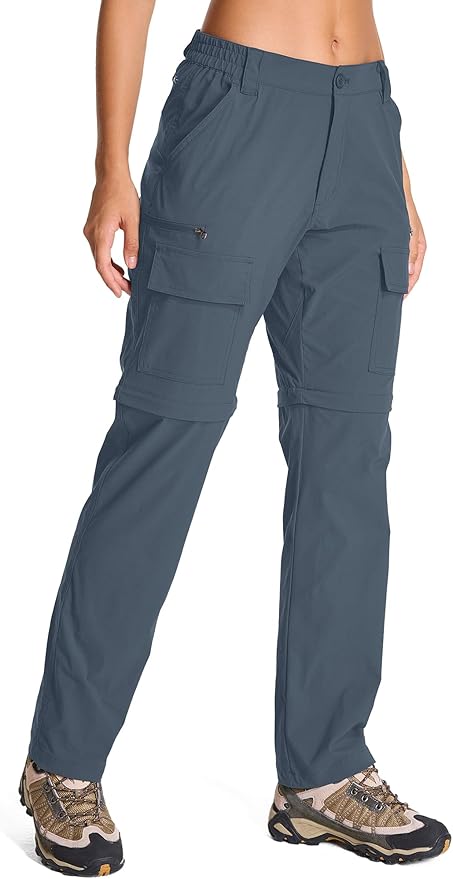 Womens Hiking Pants Convertible Quick Dry Stretch Lightweight Zip Off Outdoor Safari Pants with Cargo Pockets