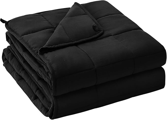 yescool Weighted Blanket for Adults (12 lbs, 48" x 72", Black) Cooling Heavy Blanket for Sleeping Perfect for 110-130 lbs, Twin Size Breathable Blanket with Premium Glass Bead, Machine Washable