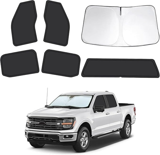 6pcs Car Window Shades for Ford F150 4Door 2021 2022 2023 2024 2025, Full Car Window Covers for Privacy, Sunshades for F150 Front Rear Windshield Side Windows to Block UV and Protect Privacy