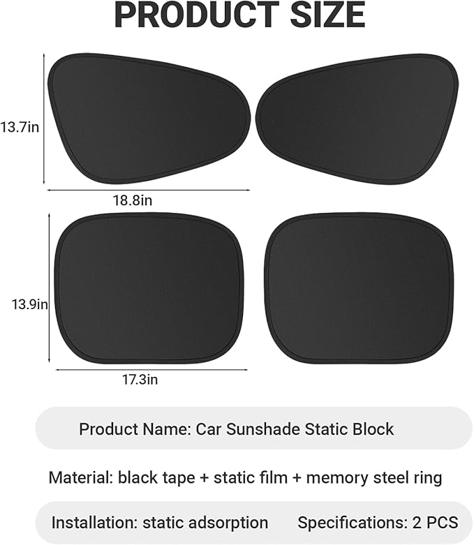 Car Side Window Sun Shades, 4 PCS Front and Rear Window Sunshades Privacy Curtains, Sun Glare and UV Rays Protection, Block Light for Breastfeeding, Taking a nap, Changing Clothes, Camping
