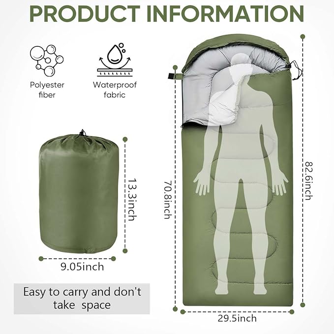 OBTANIM Sleeping Bags Portable Waterproof Camping Sleeping Bag for Adults Kids 4 Seasons Cold Weather or Warm Backpacking Hiking Travel Indoor Outdoor Use