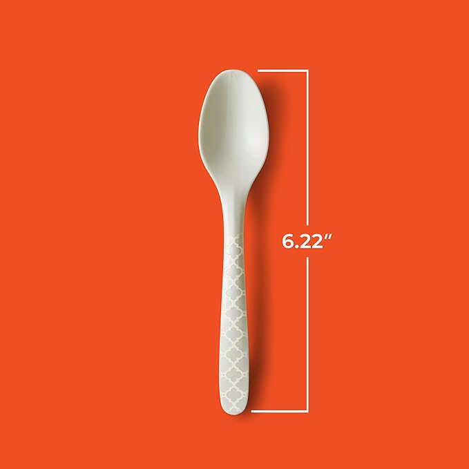 Hefty ECOSAVE Compostable Spoons, Disposable Spoons for BBQs, Tailgates, Camping, Parties, and More, Strong and Durable Construction, Sustainable Design, 24 Count