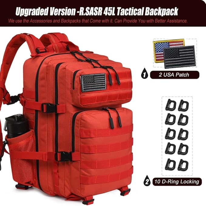 45L Tactical Backpack for Men Women, Military Assault Pack with MOLLE, Large 3 Day Bug Out Bag for Hiking Camping