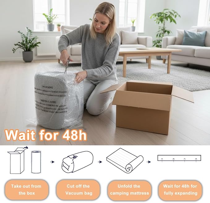 Roll Up Foam Camping Mattress - 30D High-Density Foam Sleeping Pad with Travel Bag - Portable Floor Mat for Tent, Car Camping & Guest Bed Cot