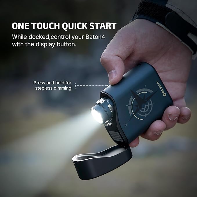 OLIGHT Baton4 Premium Edition EDC Flashlights 1300 Lumens with Type-C Charging Box, Powered by Rechargeable Battery, Small Bright Light IPX8 Waterproof for Emergencies, Outdoors (Guidance)