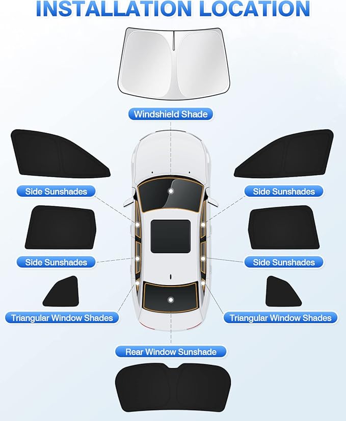 Canvcle Sunshades for 2019-2024 Subaru Forester Accessories Windshield Sun Shade Side Rear Window Shade Cover Sun Visor Shield Privacy Protection Keep Vehicle Cool Black 8PCS