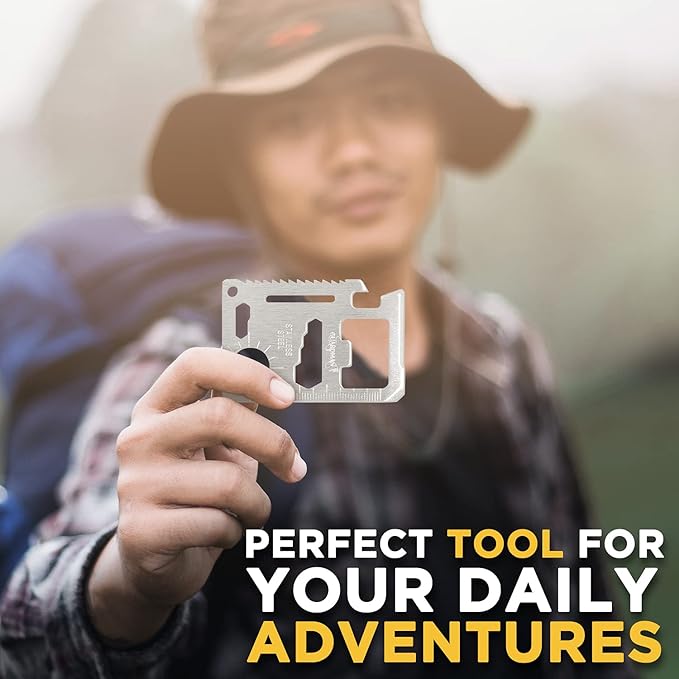 GUARDMAN 11-in-1 Survival Credit Card Multitool – Fathers Day Stocking Stuffer Christmas Gift - Multipurpose Tactical Wallet Tool With Bottle Opener, Survival Knife For Men Birthday Dad