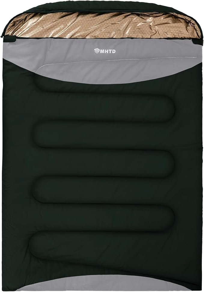 Double Sleeping Bag for Adults All Season 0 Degrees Heavy Duty Two Person Sleeping Bag for Camping Cotton Canvas YKK Zipper Portable