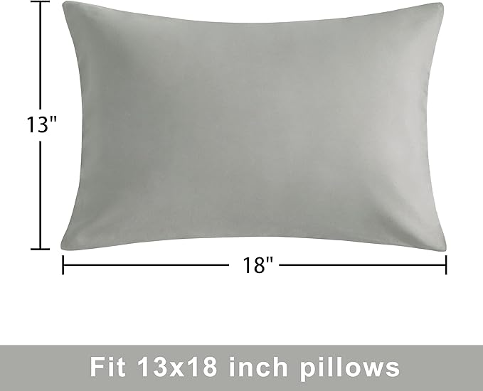 NTBAY Zippered Toddler Pillowcases Set of 2, 100% Brushed Microfiber 13x18 Pillowcases, Super Soft and Cozy Travel Kids Nursery Pillow Cases, 13x18 Inches, Smoke Grey