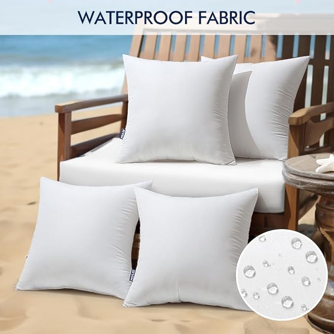 MIULEE Pack of 4 24x24 Inch Outdoor Pillow Inserts Waterproof Decorative Throw Pillow Insert, Square Lumbar Garden Pillow Form for Patio Sofa Couch