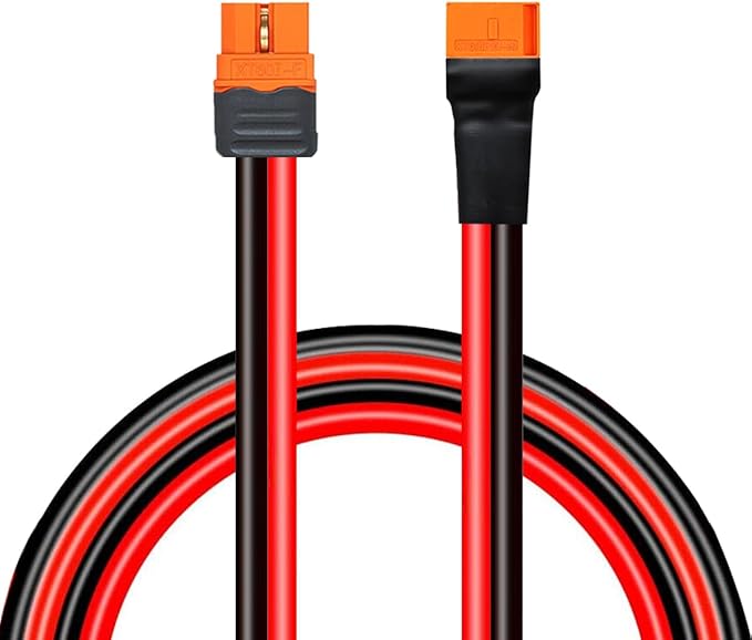XT60i Extension Cable Male to Female, 10FT 10AWG Silicone Wire for Solar Generators & Portable Power Stations
