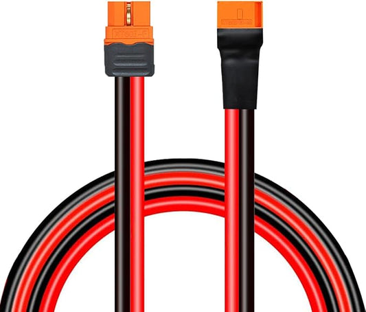 XT60i Extension Cable Male to Female, 10FT 10AWG Silicone Wire for Solar Generators & Portable Power Stations
