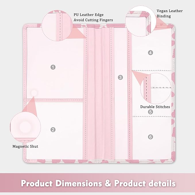 Car Registration and Insurance Holder, with Magnetic Closure for License, Cards and Documents, All Vehicle Needs and Car Accessories (Cow-Pink)