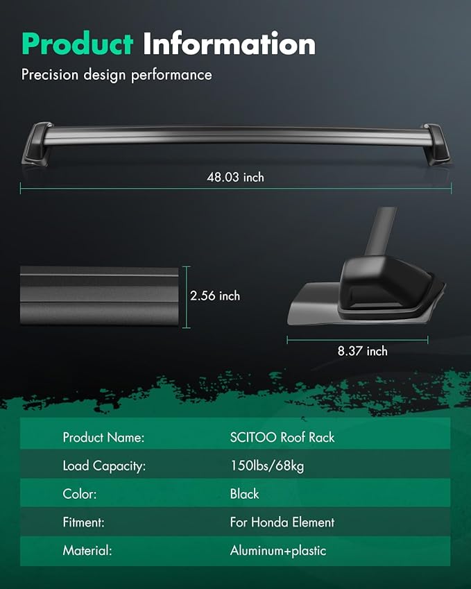SCITOO fit for 2003-2011 for Honda Element Sport Utility Aluminum Alloy Roof Top Cross Bar Set Rock Rack Rail