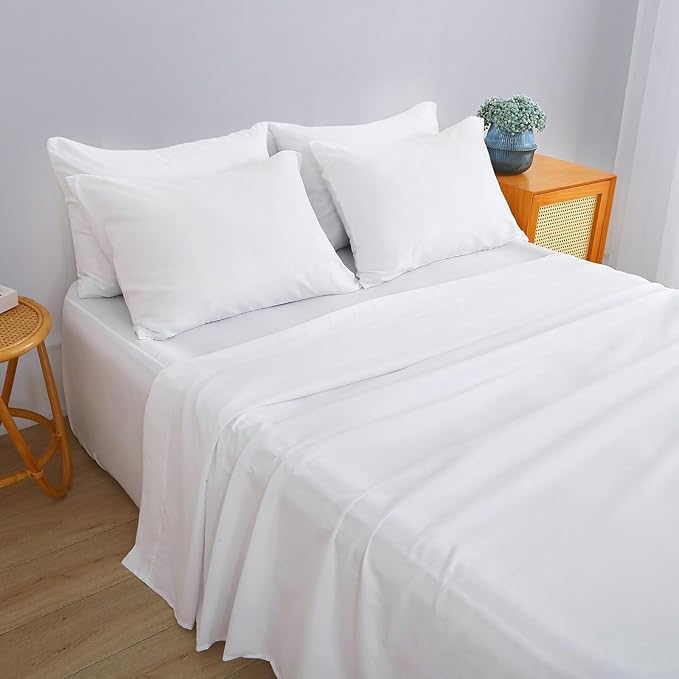 Air Mattress Sheet Set for 16-24 Inch Air Beds Full Size,Deep Pocket Fitted Sheet with Inflation Opening,Soft & Breathable, for Guests, Camping, RVs, Includes Pillowcase Flat Sheet Fitted Sheet,White
