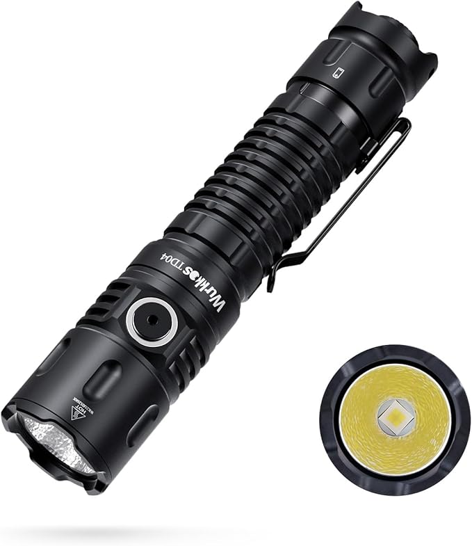 Wurkkos TD04 Tactical Flashlight,3000 Lumens USB-C Rechargeable LED Flashlight,IP68 Waterproof Dual Switch EDC Flashlight Emergency with Easy Operation for Camping Hiking Flashlight