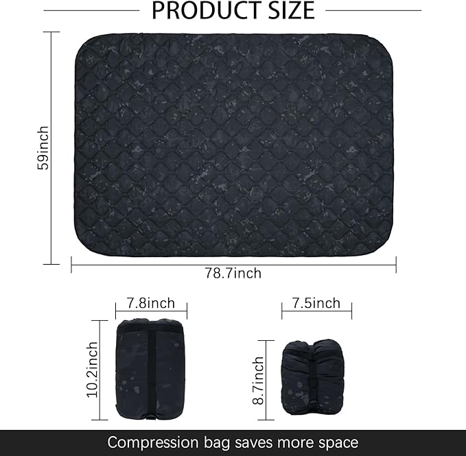 LOOGU Camo Blanket Waterproof Insulation Poncho Liner for Outdoor Camping, Hiking, Hunting, Survival, Backpacking, Picnicking