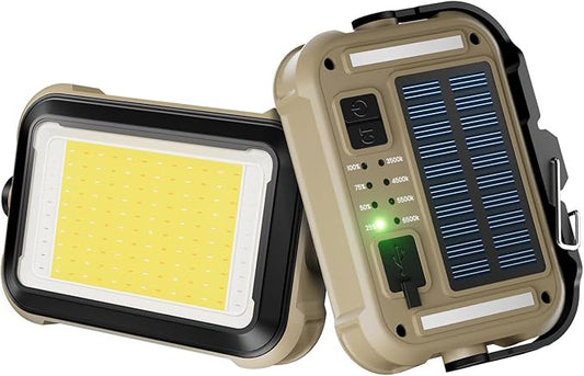 Solar Rechargeable Camping Light,Portable Bi Color 3500K-6500K Dimmable Panel Photography Lighting,3000 lumens m Small Led Work Light with 3600mAh Battery for Vlog Recording,Emergency,Mechanic,Outdoor