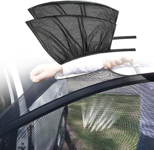 Car Window Shades, 2026 New Super Stretchy Mesh Screen Sun Car Window Shade, Blackout Privacy & Thermal Insulation Side Shades for Van Life & Camping, Custom Fit, Easy Install (Rear Window-2Pcs)