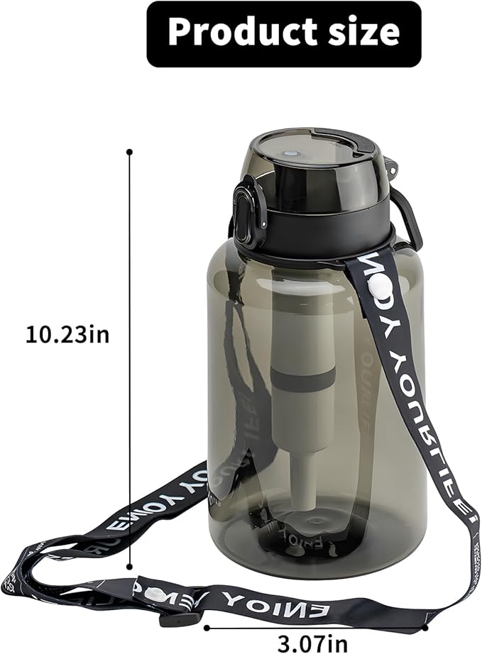 40 OZ Water Filter Bottle with 3-Stage Filtration - Ideal for Survival, Camping, Hiking, Backpacking, and Emergency - Portable&Reusable Filtered Water Bottle with Strap - Black
