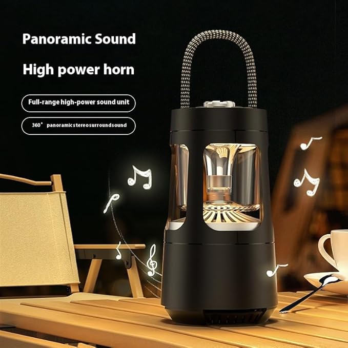Outdoor Bluetooth Speaker Lantern – LED Camping Light with 360° Surround Sound, Wireless Portable Speaker with 2 Light Modes, IPX5 Waterproof for Patio, Hiking, Backyard, Party, Gifts