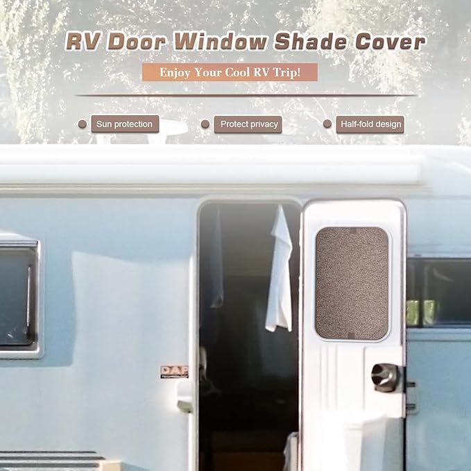 RV Door Window Shade Cover, Sun Blackout Fabric for Camper Privacy Entrance (16 x 25 inch)- Brown
