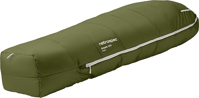 Retrospec Dream Mummy Sleeping Bag - 5, 15, & 30°F Cold Weather Camping & Travel Essential Gear with Water - Resistant Shell & Synthetic Fill - Zippered Pocket & Stuff Sack